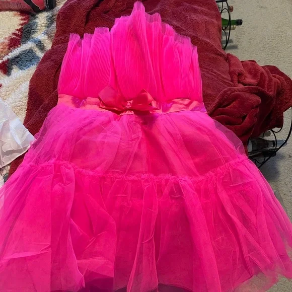 Cherley | Dresses | Hot Pink Tulle Mini Dress | Poshmark